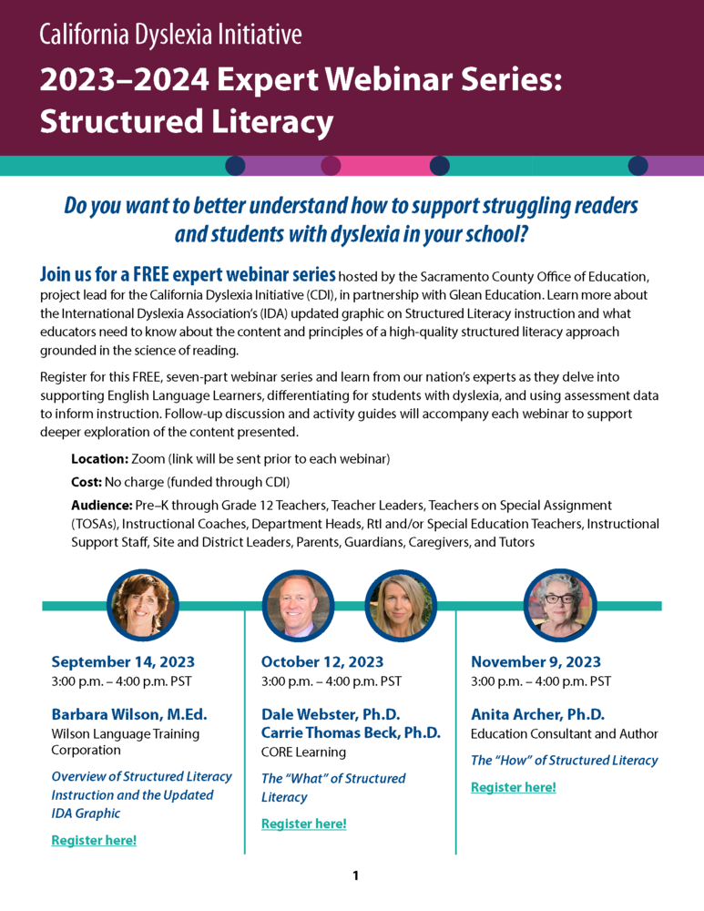 Structured Literacy Webinar Series